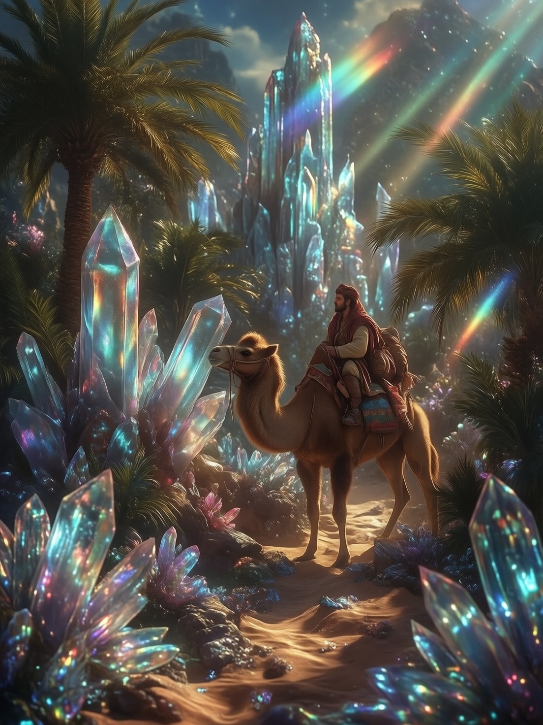 Sapphire Desert with Crystal Spires — AI generated image