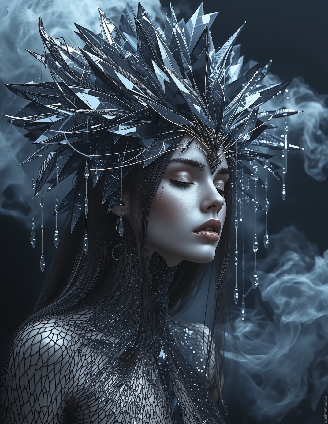Surreal Living Sculpture in Obsidian and Smoke — AI generated image