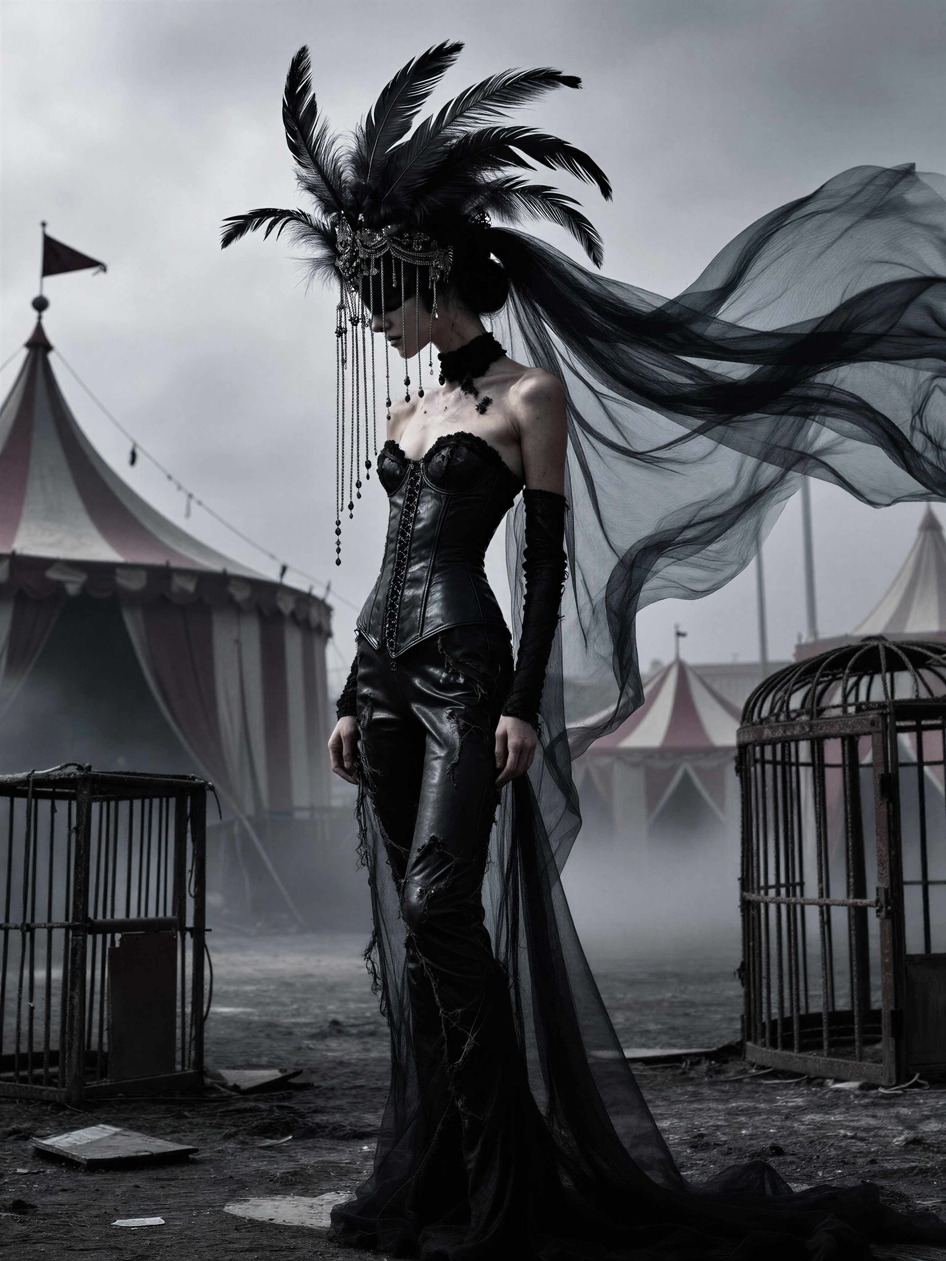 Shadowy Circus Figure — AI generated image