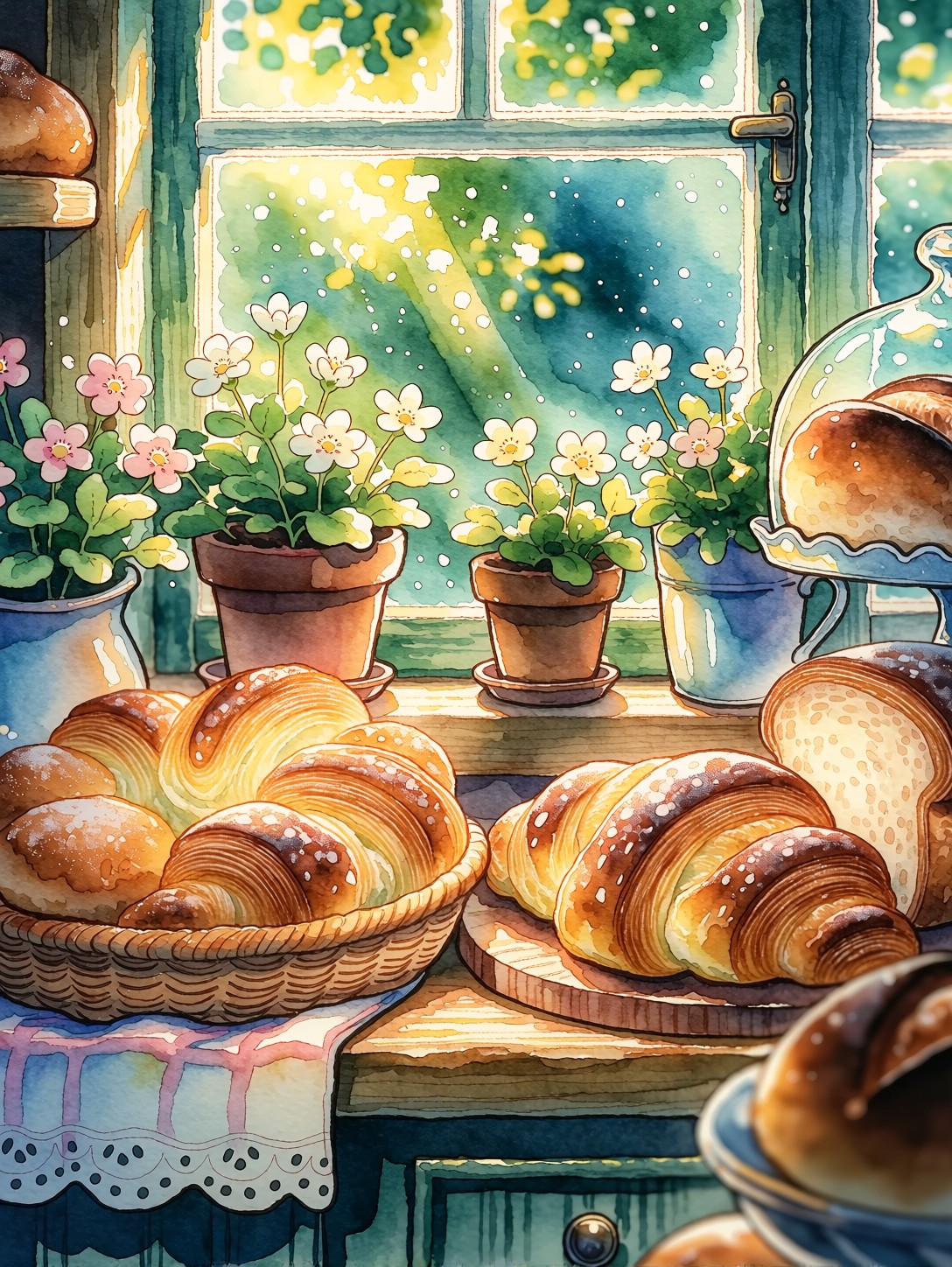 Sun-Drenched Cozy Bakery — AI generated image
