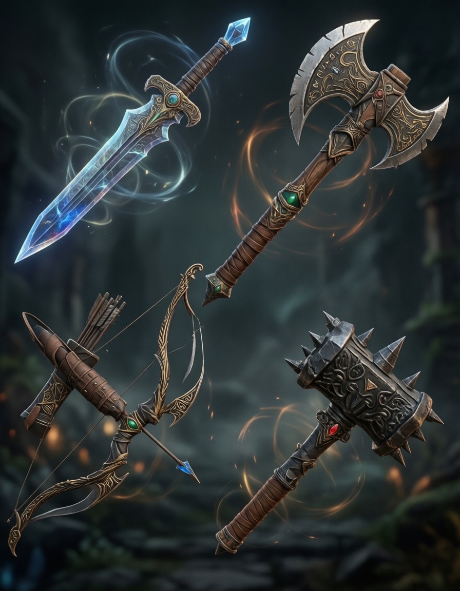 Stylized Fantasy Weapon Set — AI generated image