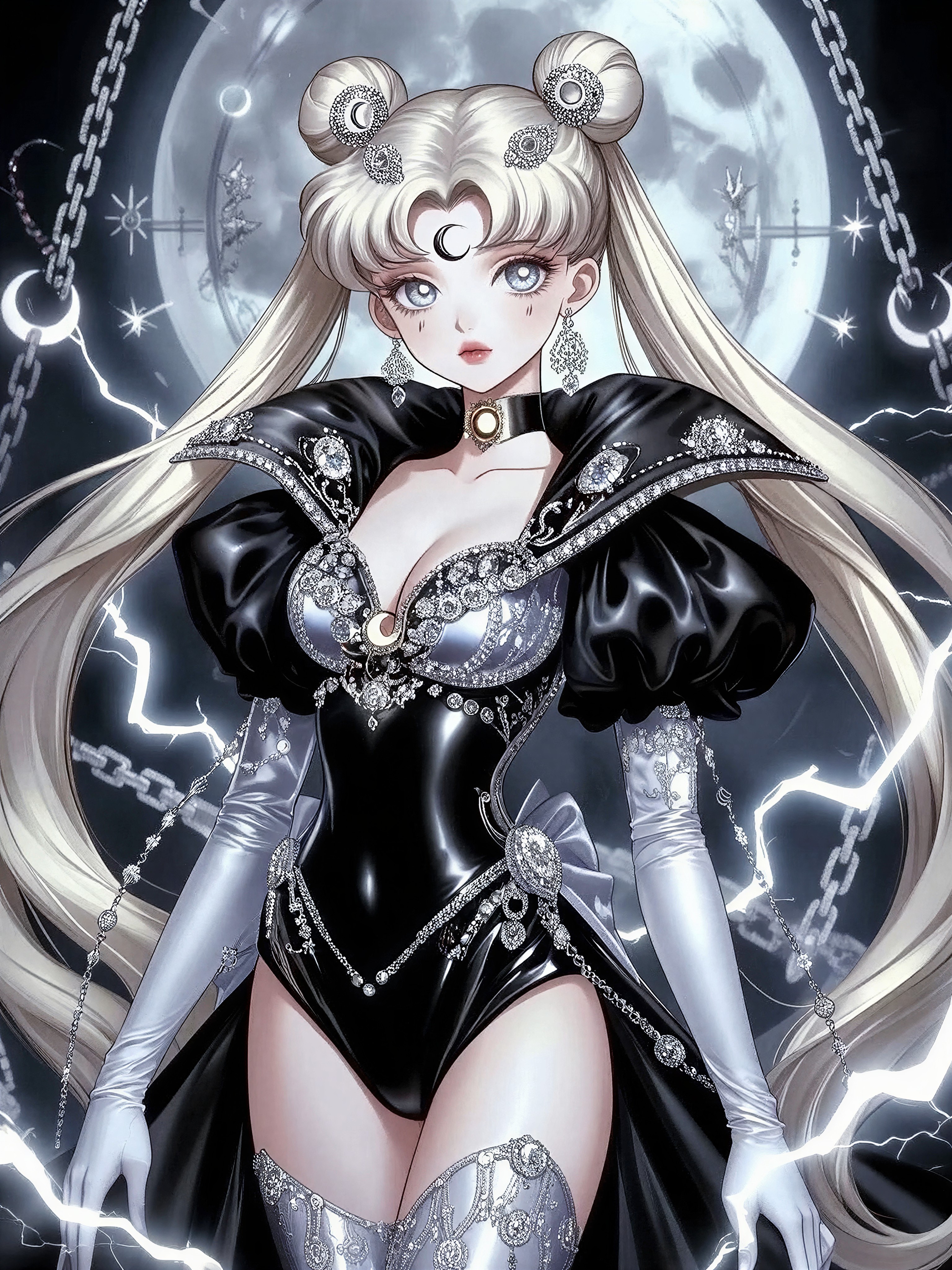Moon Princess Warrior Portrait — AI generated image
