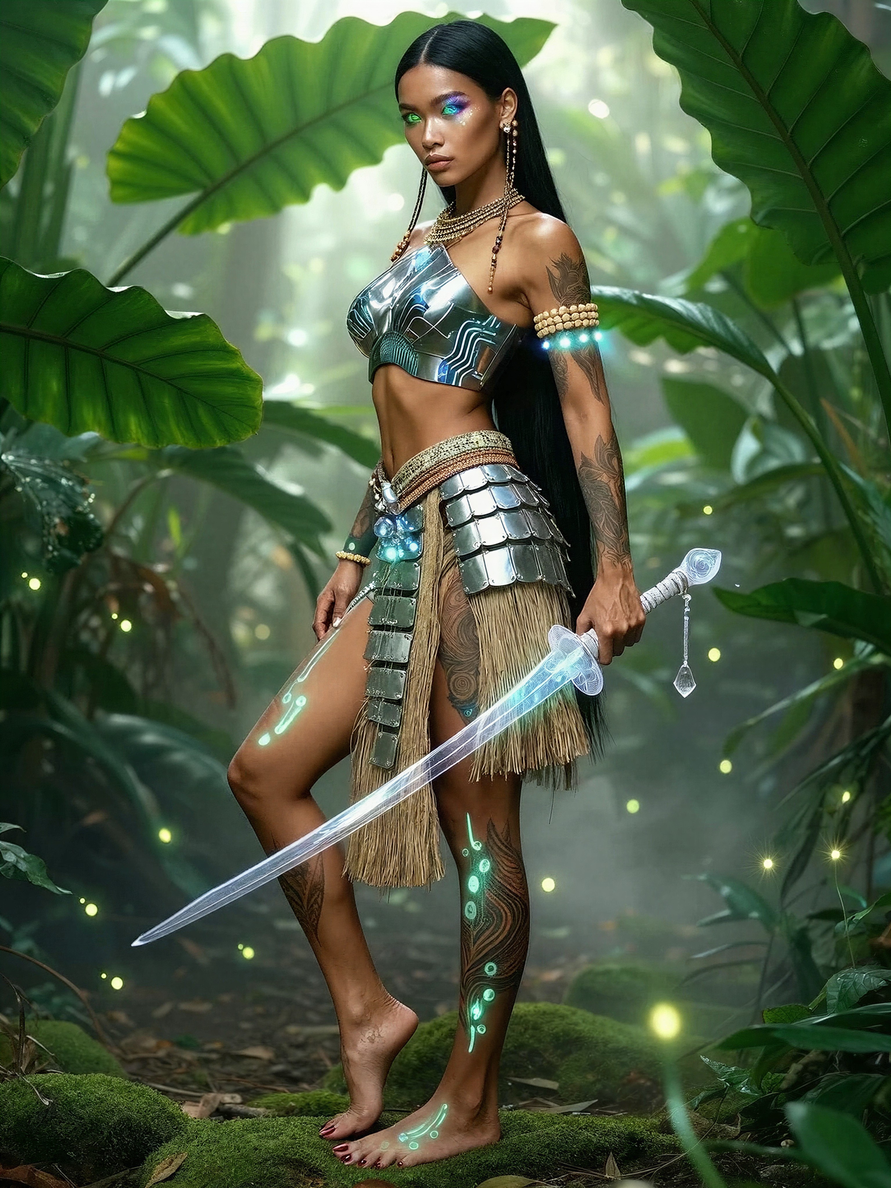 Filipino Warrior in Lush Tropical Dawn — AI generated image