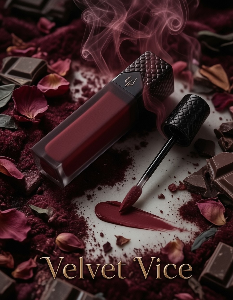 Velvet Vice Lipstick Still Life — AI generated image