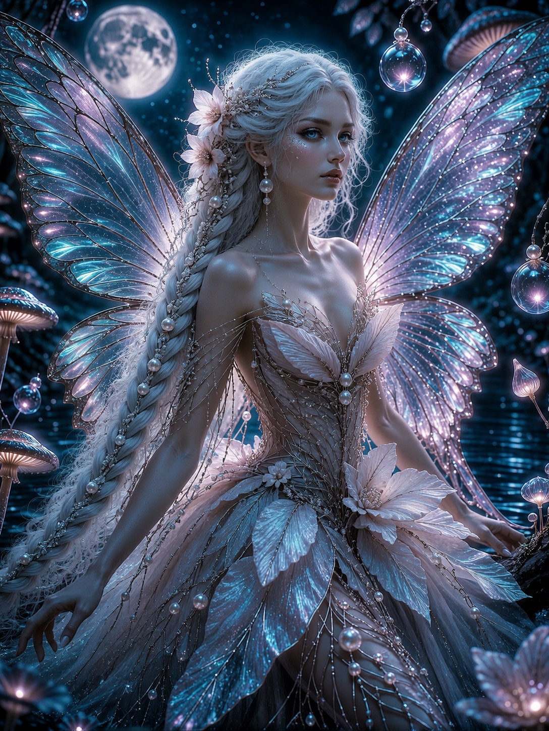 Enchanted Fairy Portrait In Moonlit Forest — AI generated image