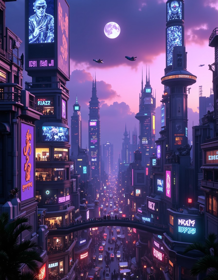 Neon Dusk Metropolis — AI generated image
