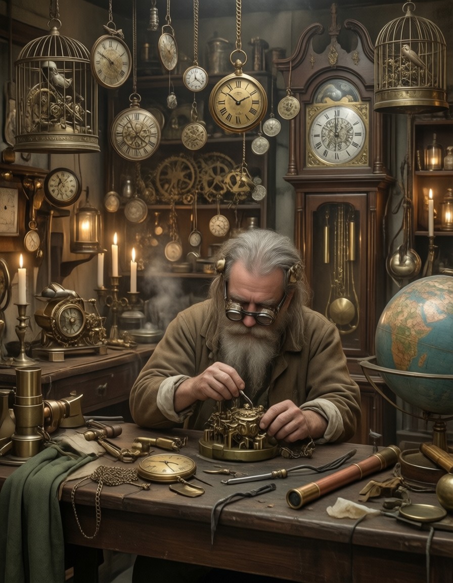 Steampunk Clockwork Atelier — AI generated image