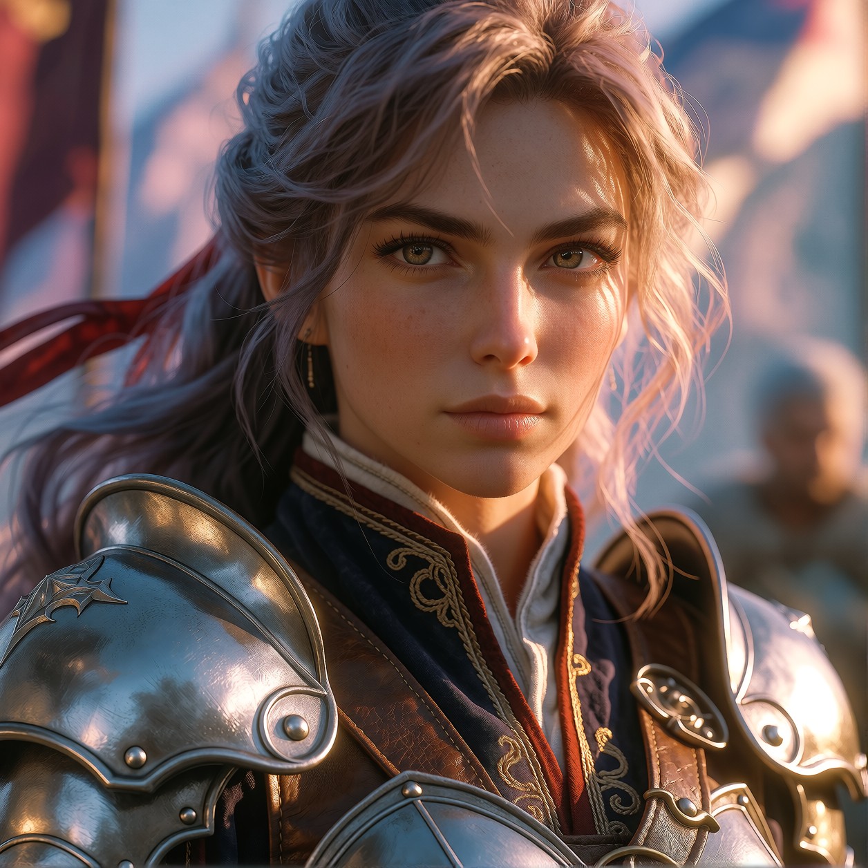Determined Fantasy Heroine In Silver Armor — AI generated image