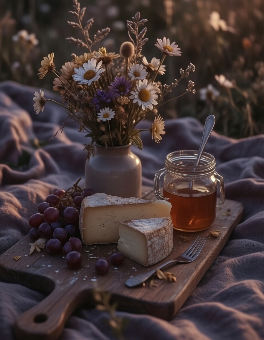 Moody Twilight Picnic Setup — AI generated image