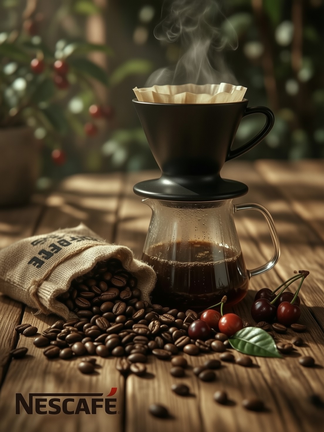 NESCAFÉ Coffee Pour-Over Display — AI generated image