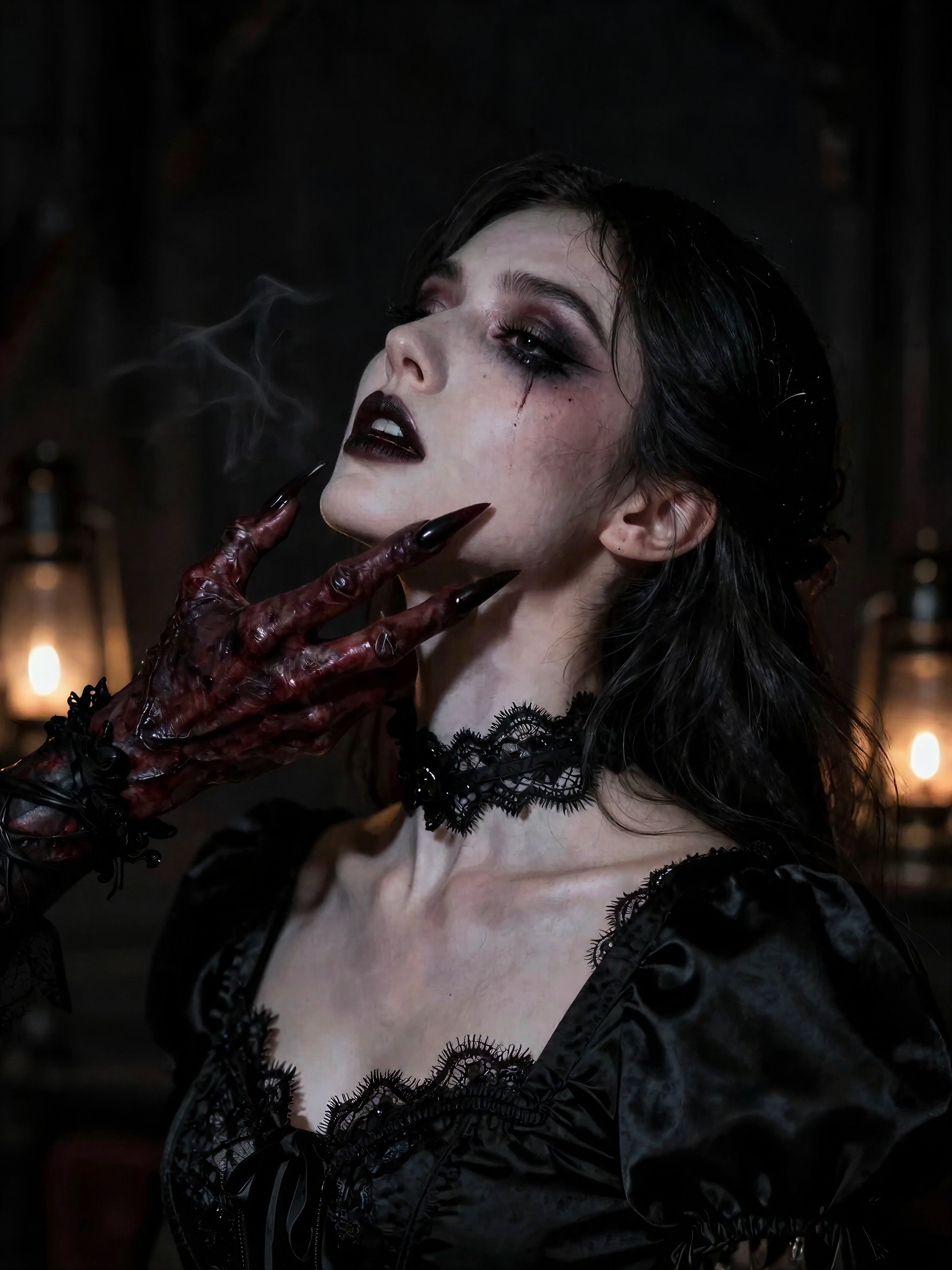 Demonic Hands Caress Gothic Muse — AI generated image
