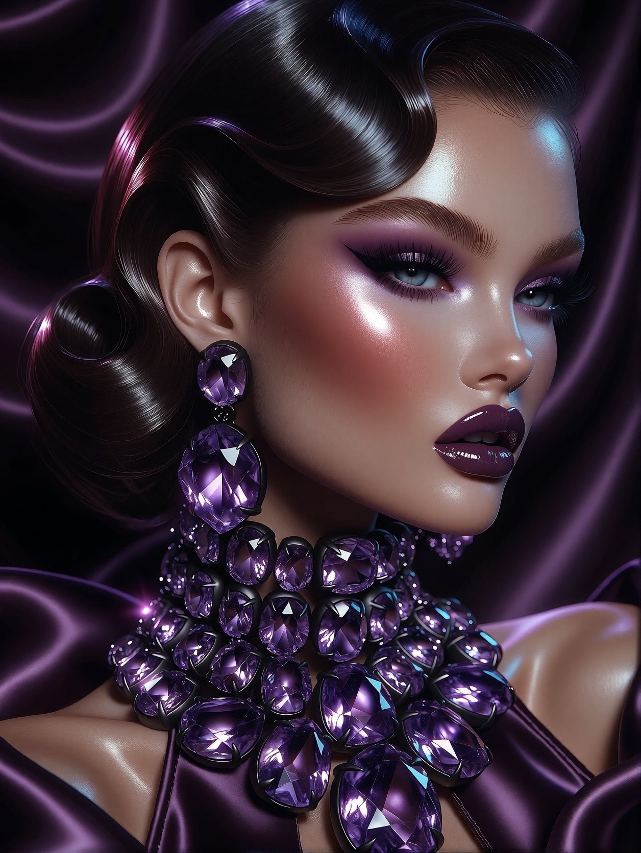 Elegant Woman in Retro-Futuristic Glamour Portrait — AI generated image
