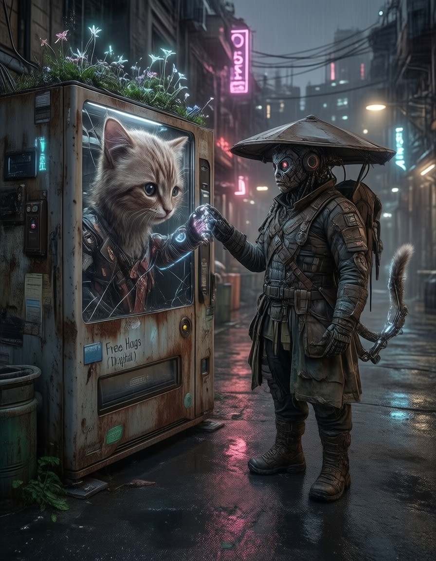 Cyber-Kitten from Sentient Vending Machine — AI generated image