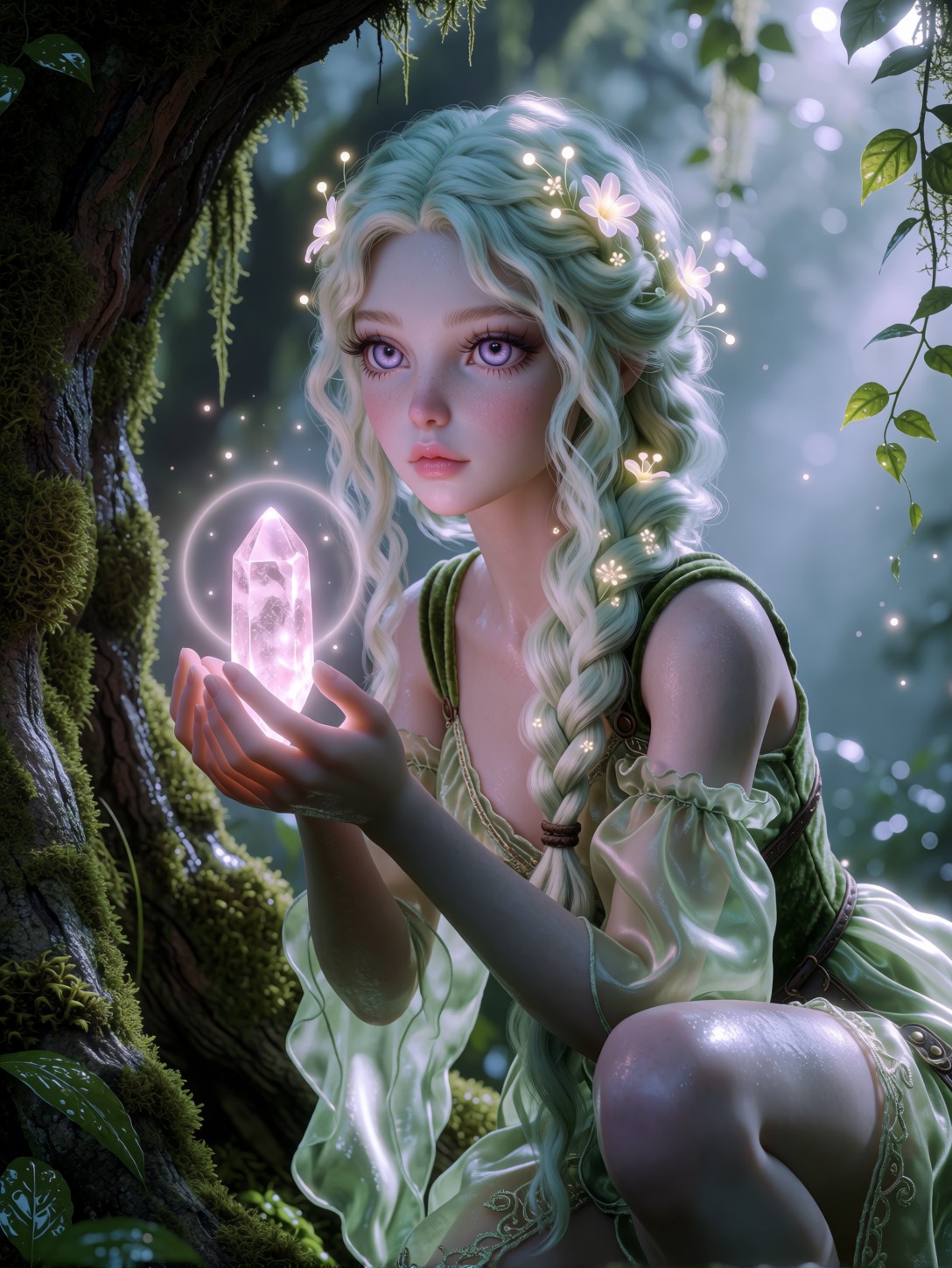 Mystical Fairy Holding Glowing Crystal — AI generated image