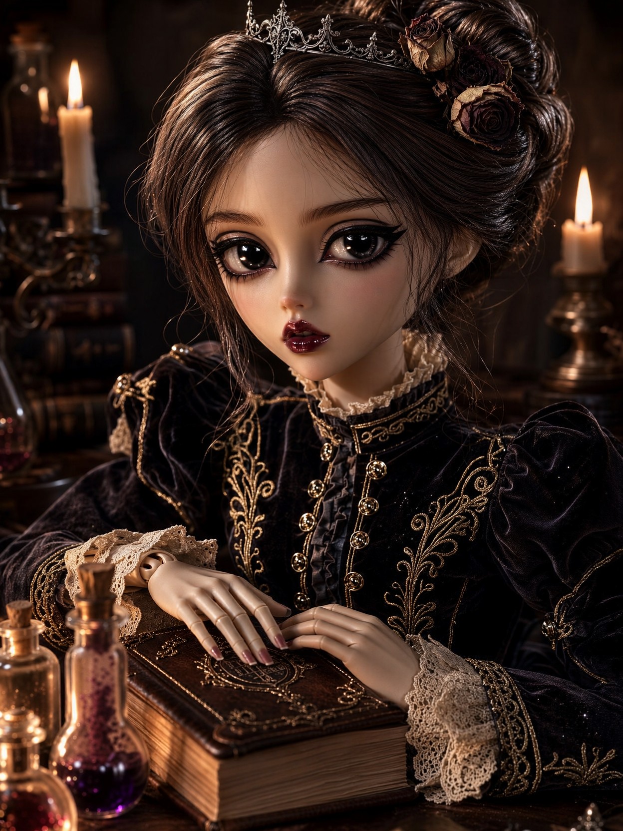 Gothic Scholar With Grimoire — AI generated image