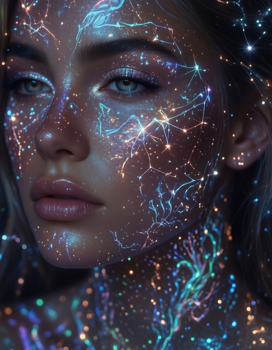 Bioluminescent Skin with Glowing Constellations — AI generated image