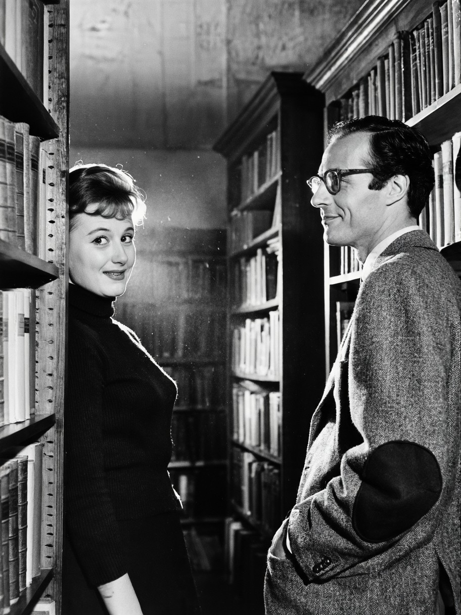 Vintage Library Romance Cinematic — AI generated image