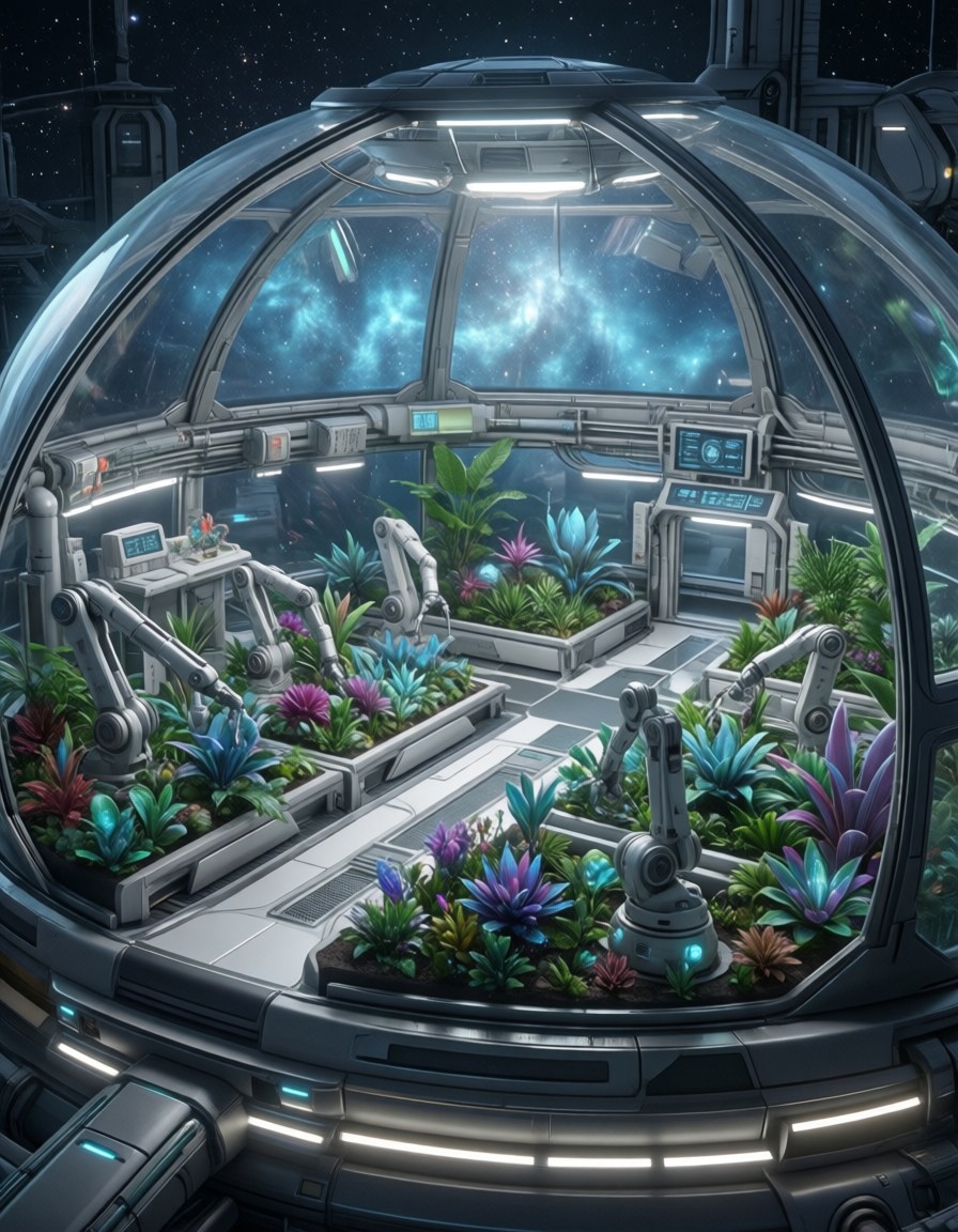 Isometric Space Greenhouse — AI generated image