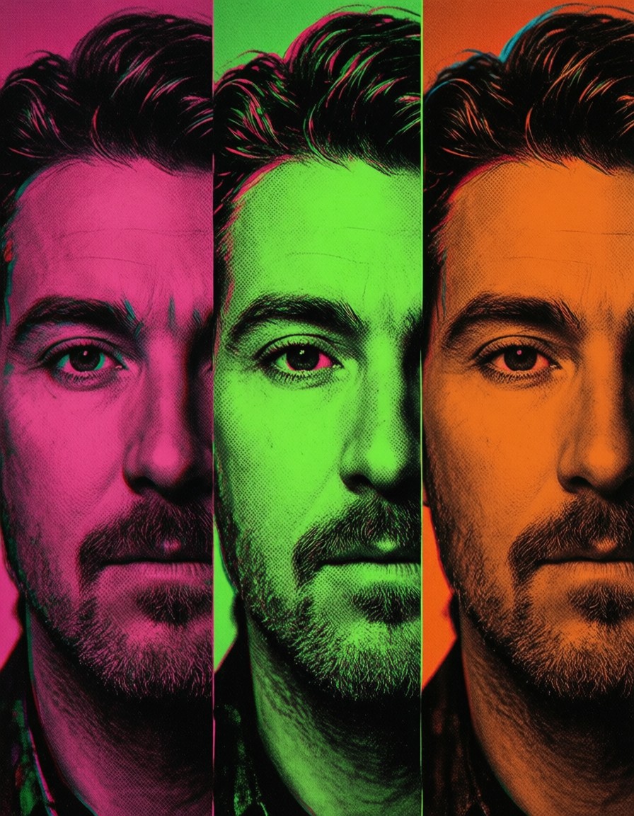 Warhol-Inspired Neon Triptych — AI generated image
