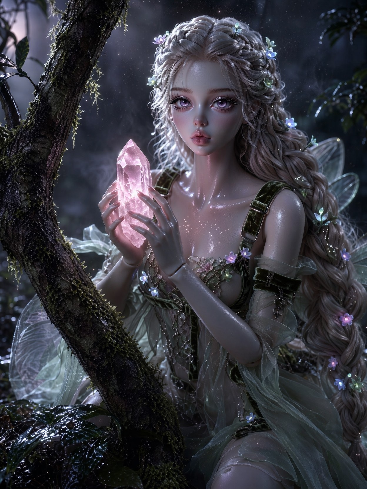 Mystical Fairy Holding Glowing Crystal — AI generated image