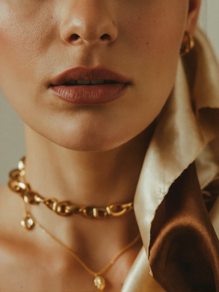 Sensual Portrait with Gold Accents — AI generated image