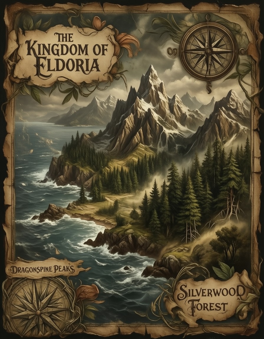 Fantasy Map with Parchment Texture — AI generated image