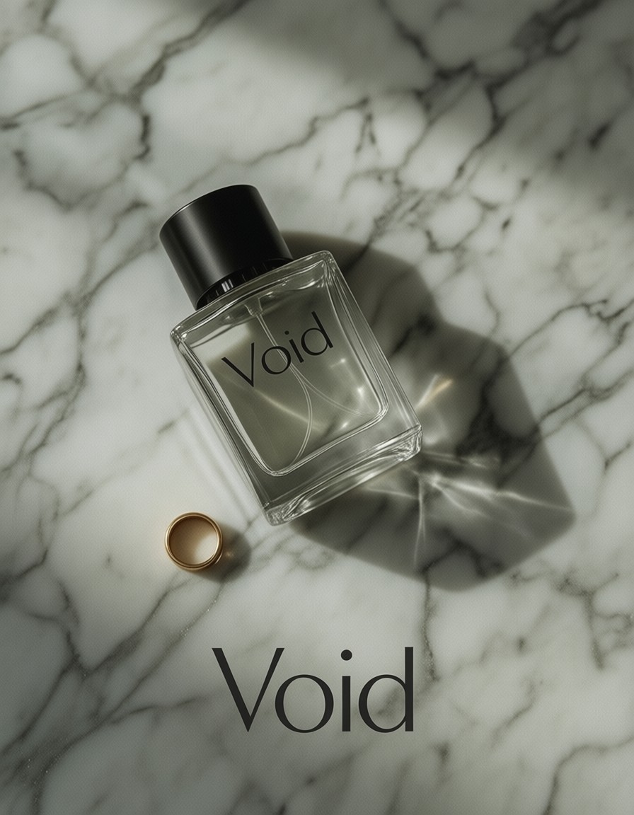 Minimalist Fragrance Bottle Display — AI generated image