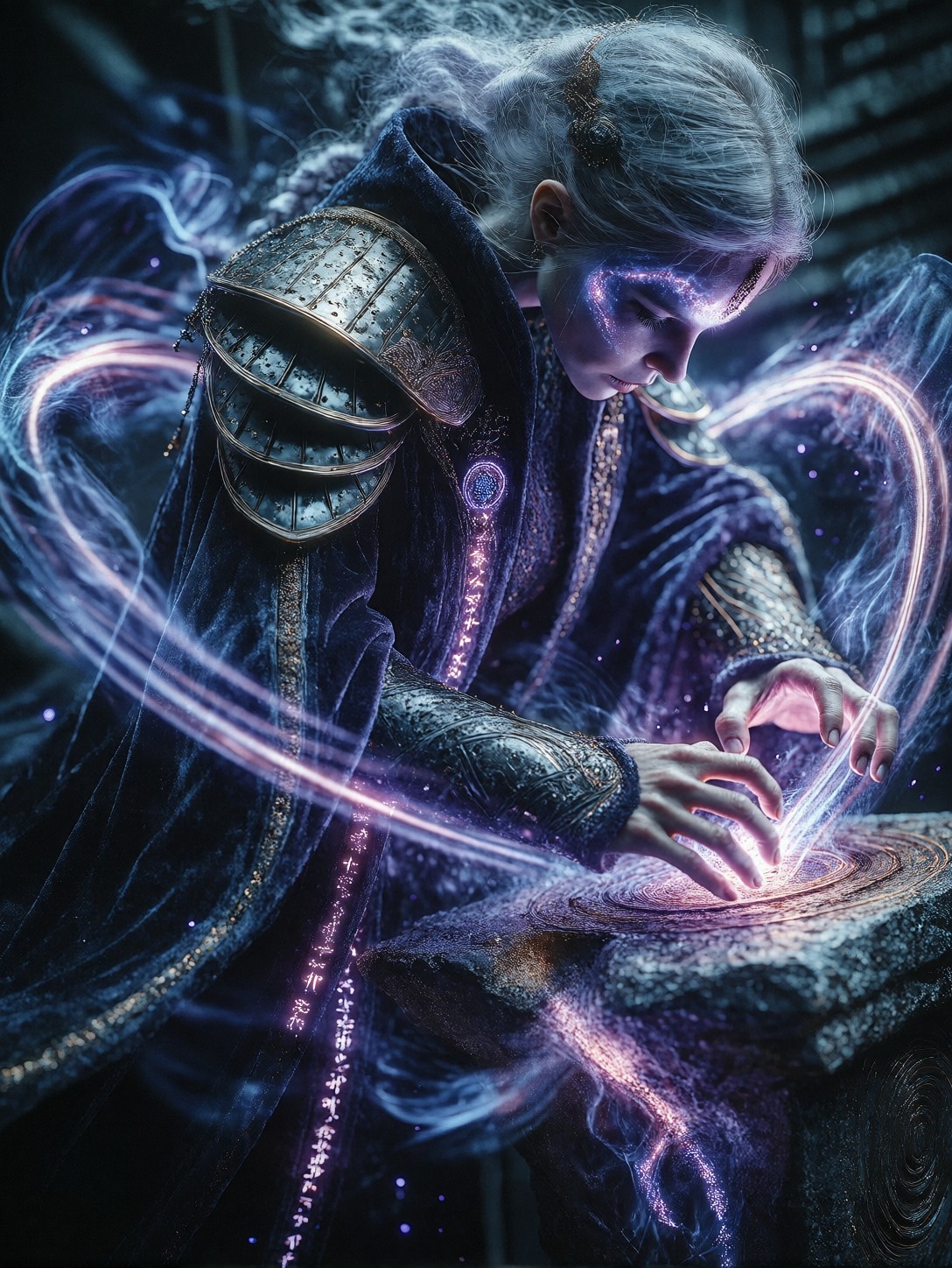 Dark Fantasy Enchantress Wielding Glowing Magic — AI generated image