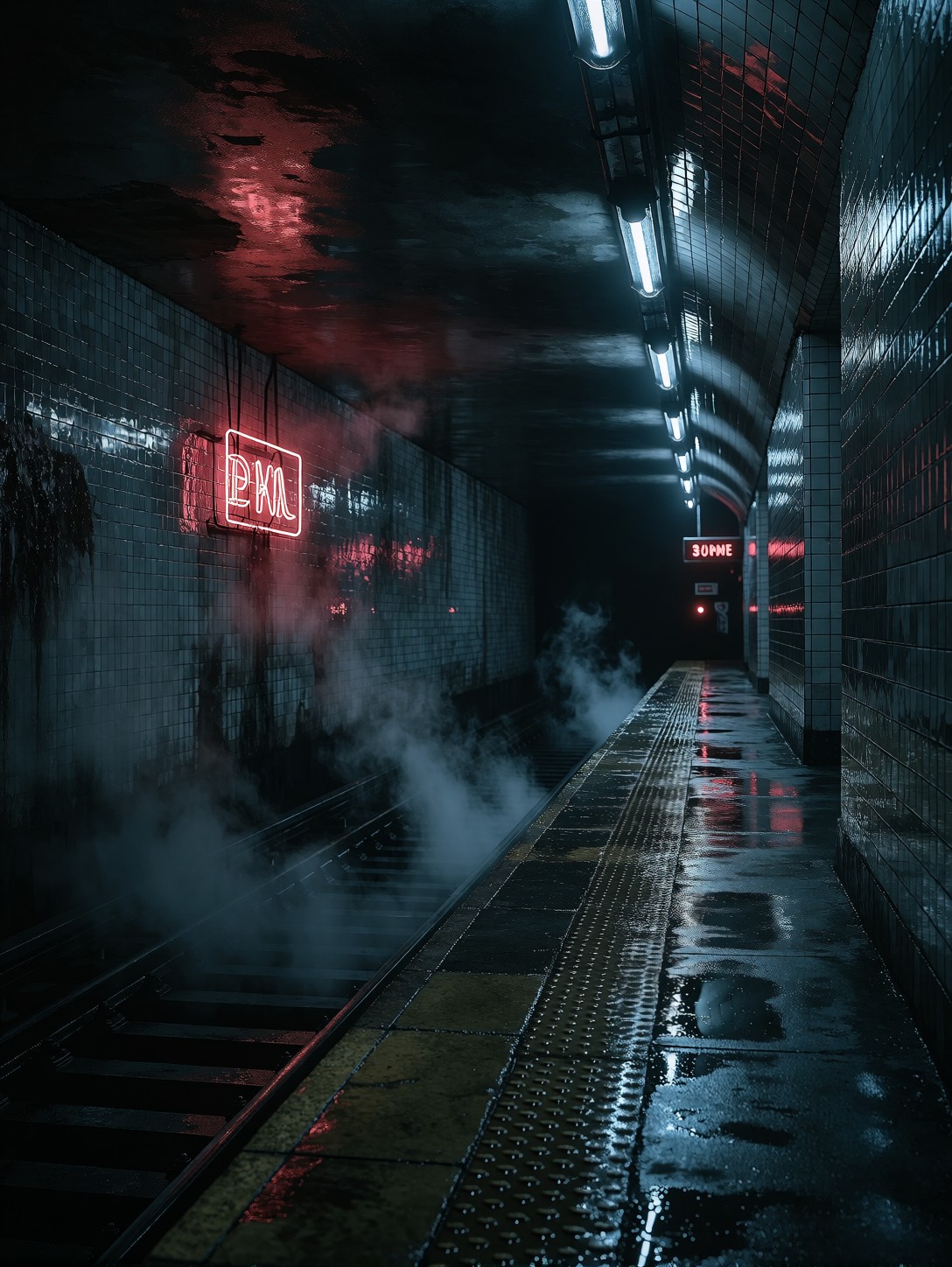 Liminal Cyberpunk Subway Platform — AI generated image