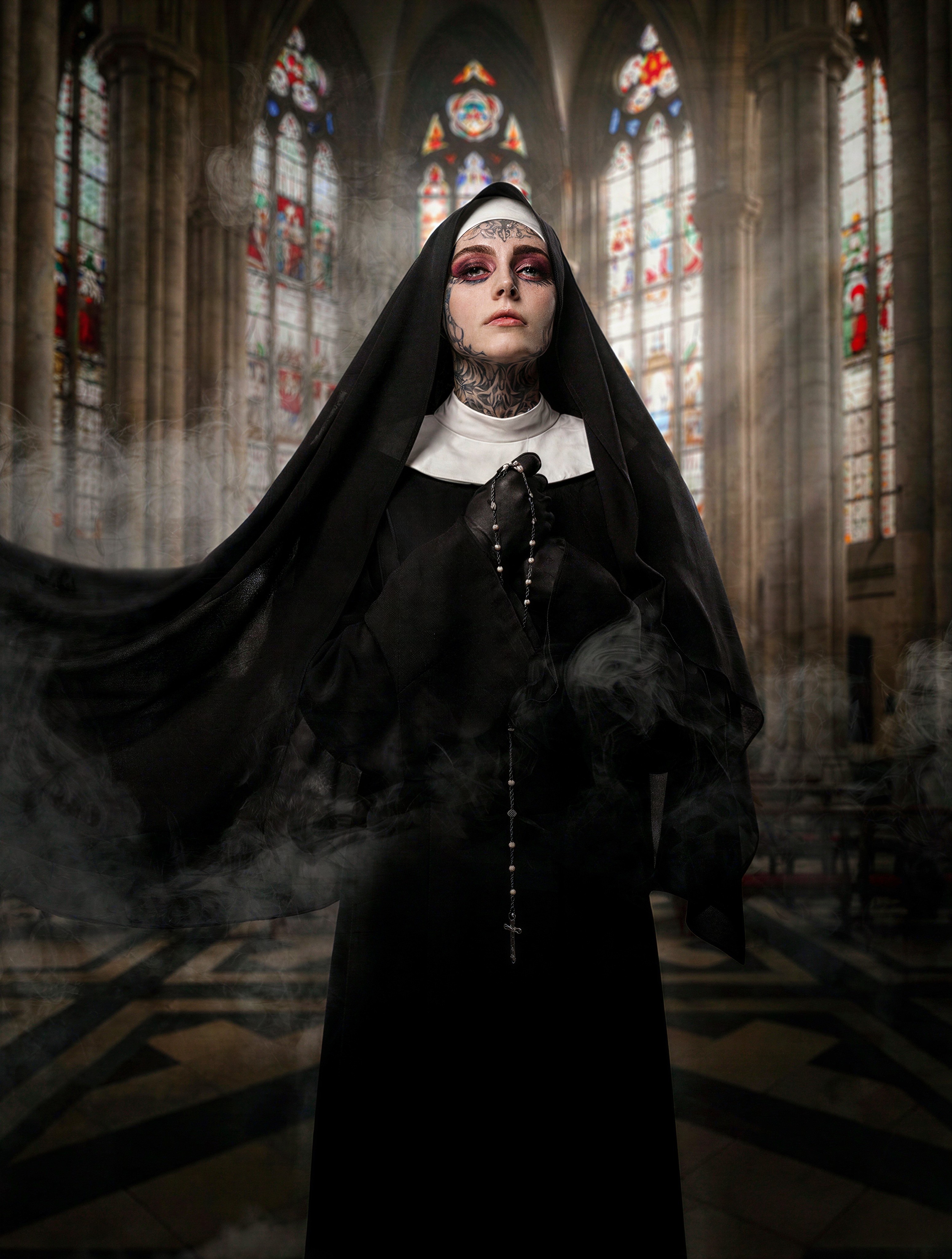 Gothic Nun in Sacred Light — AI generated image