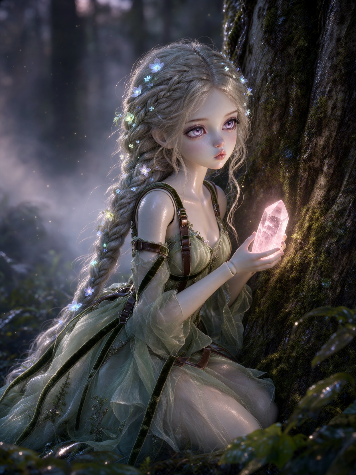 Ethereal Forest Fairy With Crystal — AI generated image