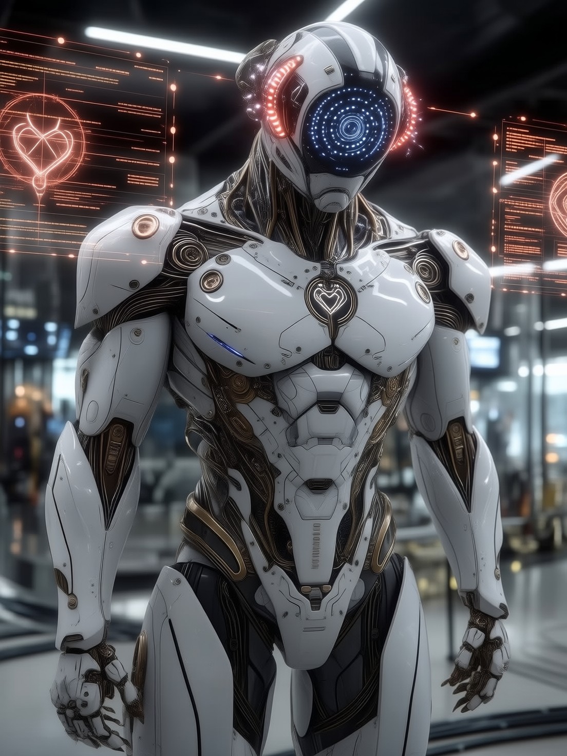 Futuristic Humanoid Robot in Neon-Lit Lab — AI generated image