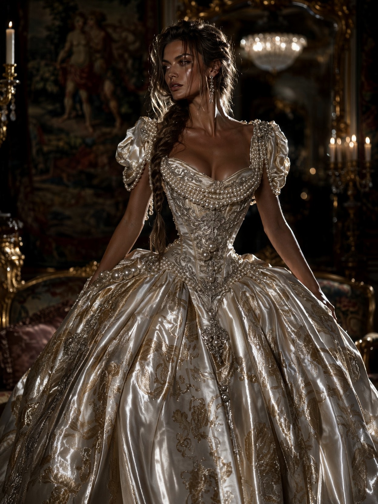 Opulent Woman In Rococo Salon — AI generated image