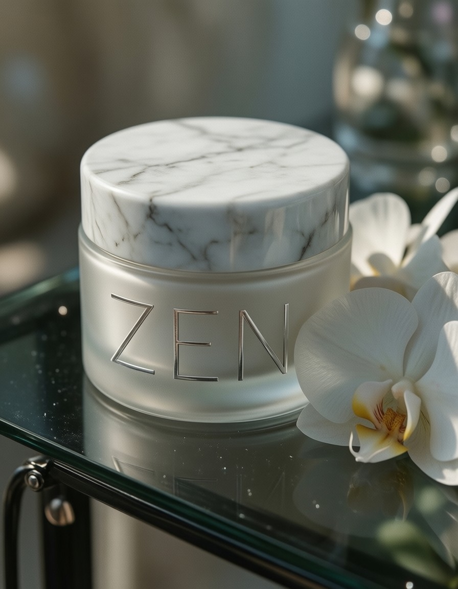 Luxury Skincare Jar with Zen Branding — AI generated image