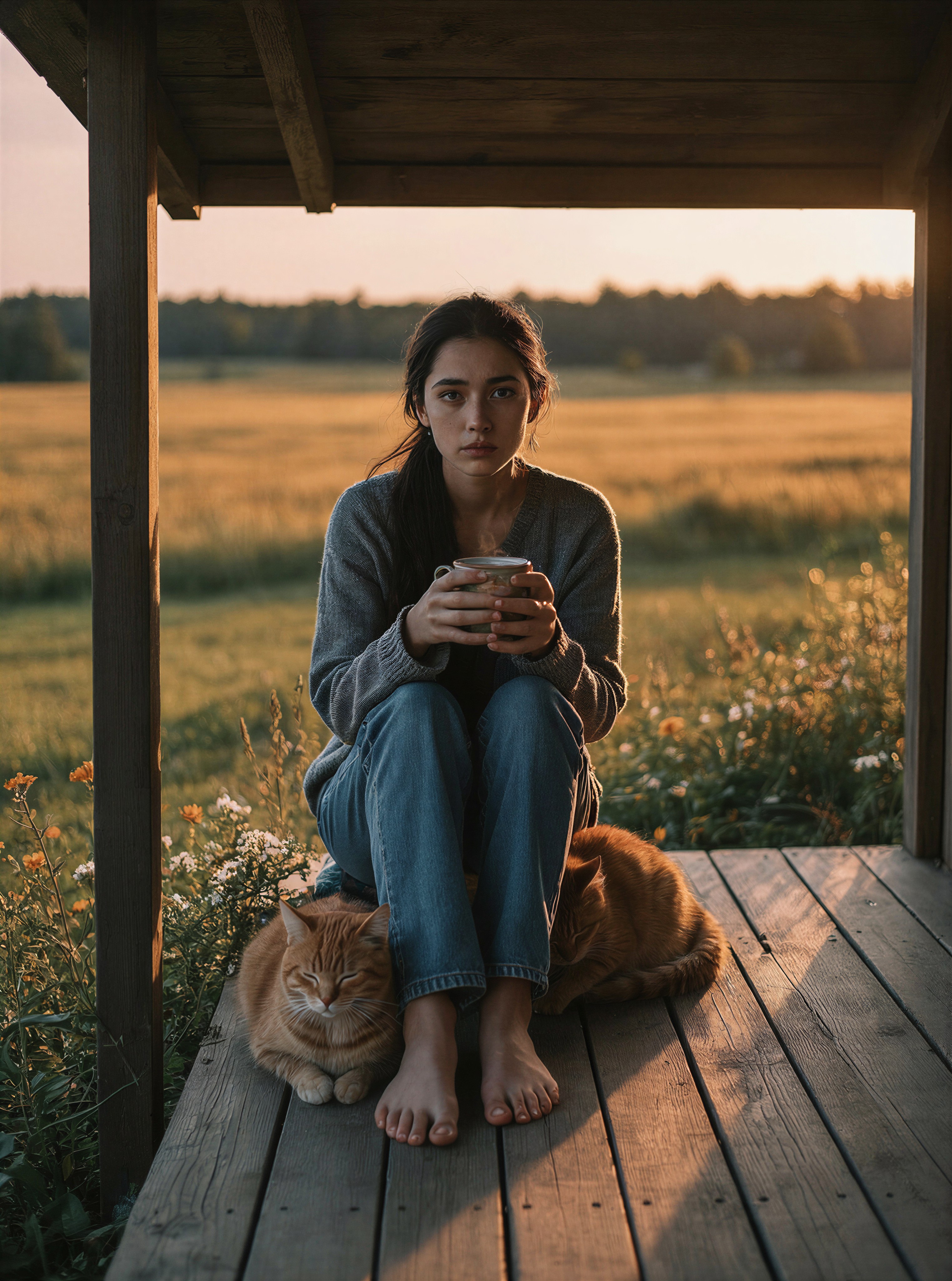 Quiet Reflection on a Sunny Porch — AI generated image