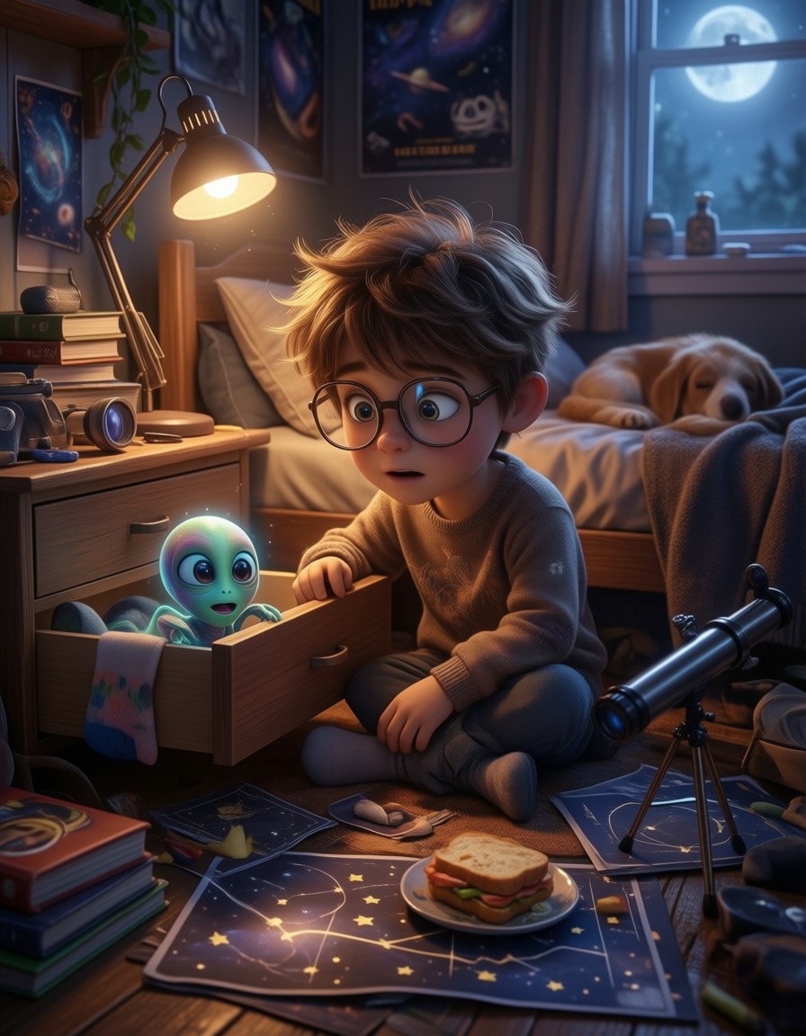 Whimsical Alien Encounter — AI generated image