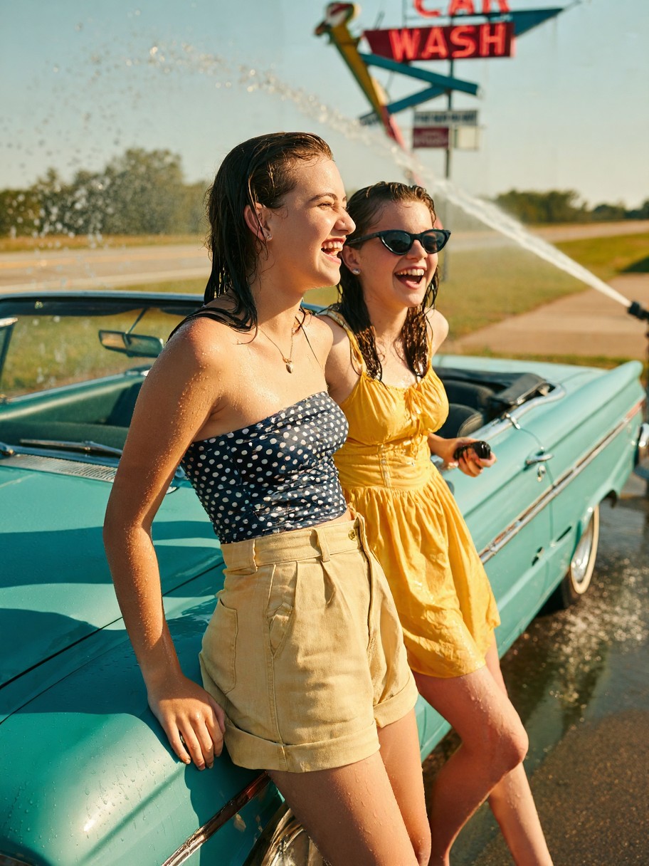 Sun-Bleached Car Wash Nostalgia — AI generated image