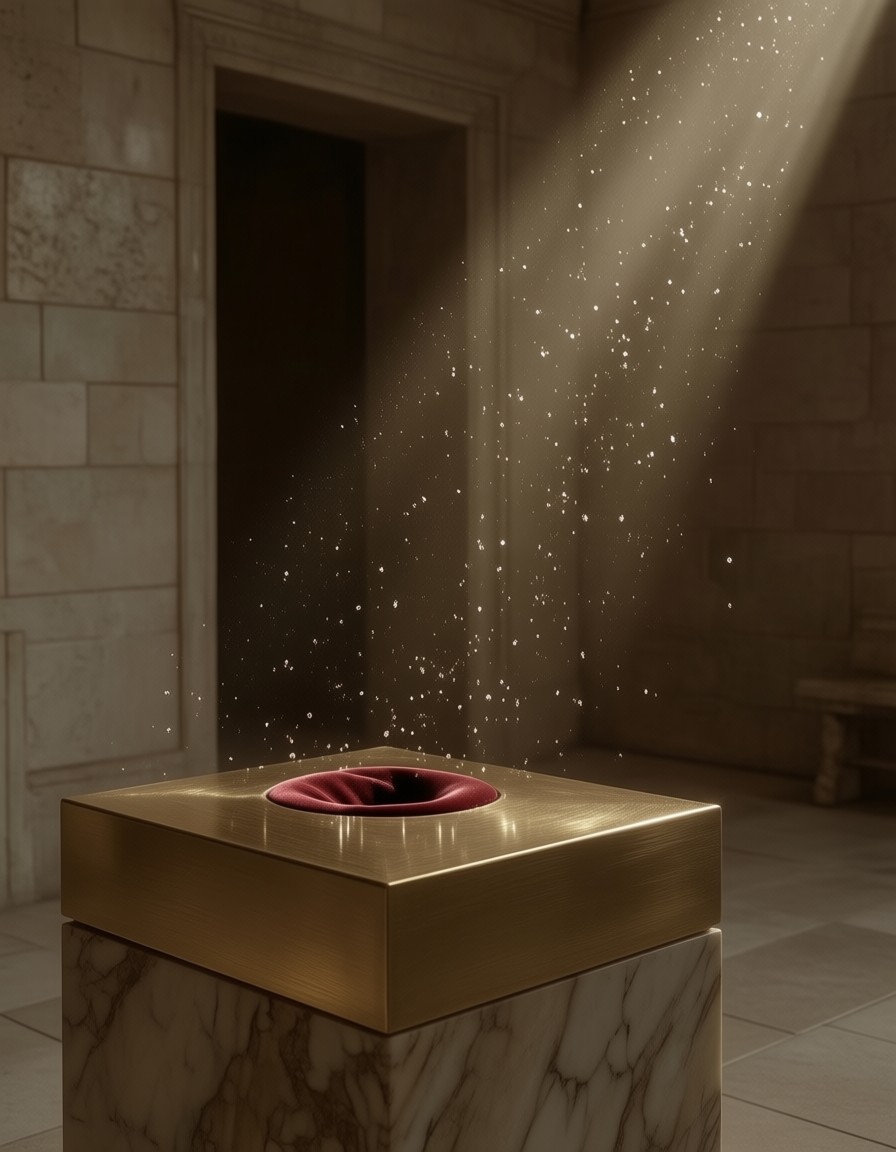 Minimalist Gallery with Velvet Plinth — AI generated image