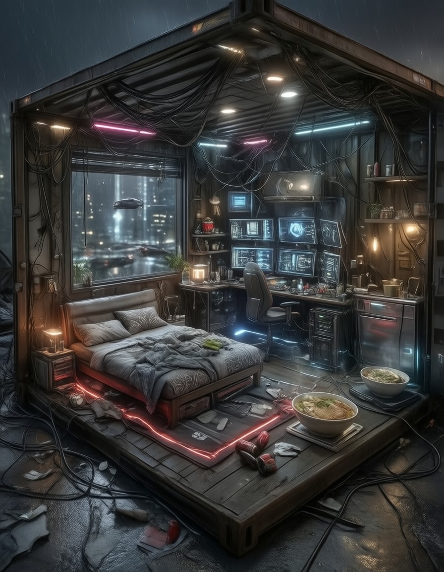 Cyberpunk Apartment Diorama — AI generated image