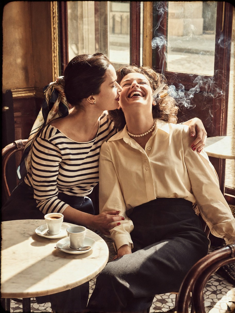 Vintage Café Encounter — AI generated image