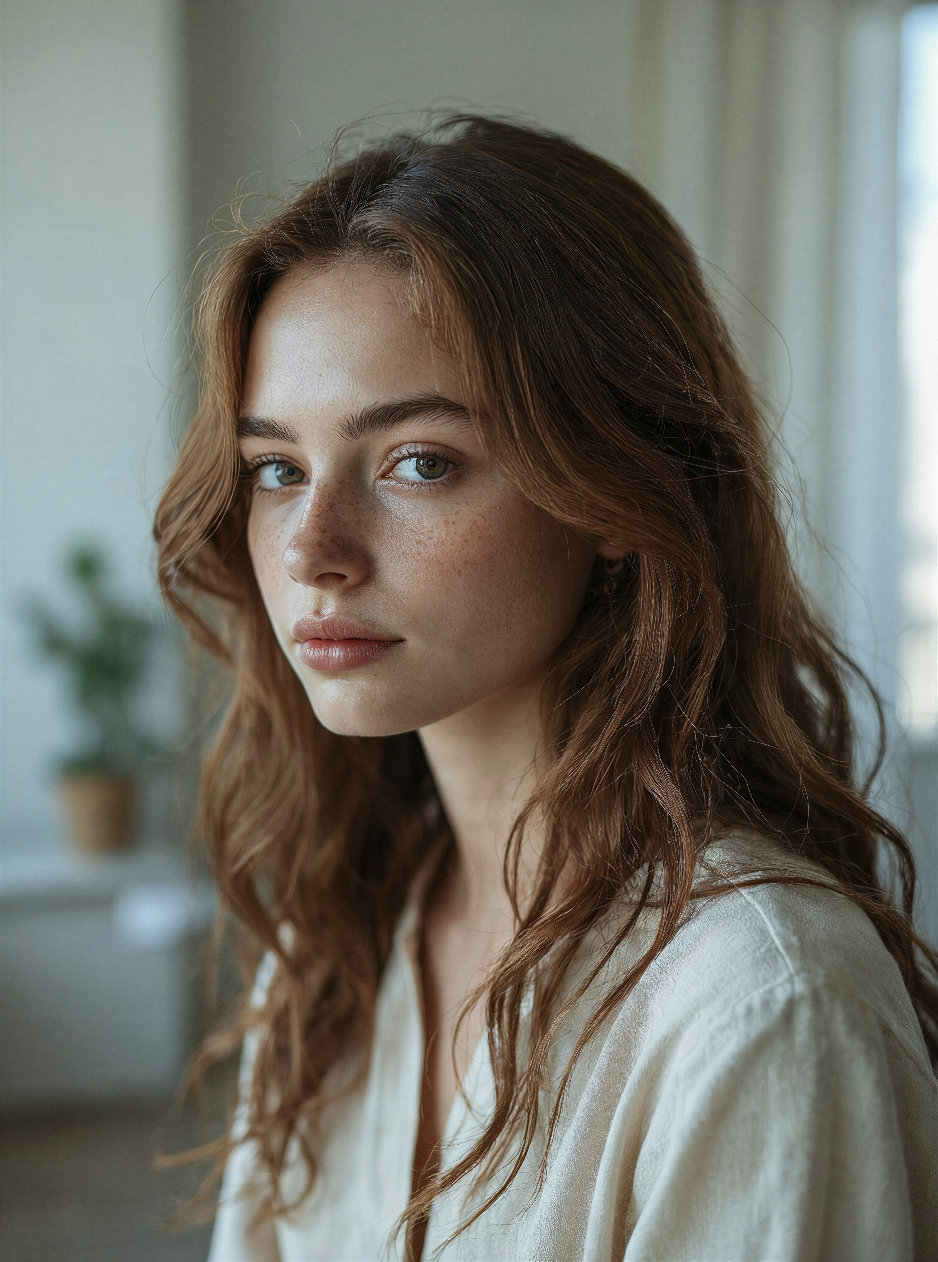 Sun-Kissed Woman in Soft Light — AI generated image