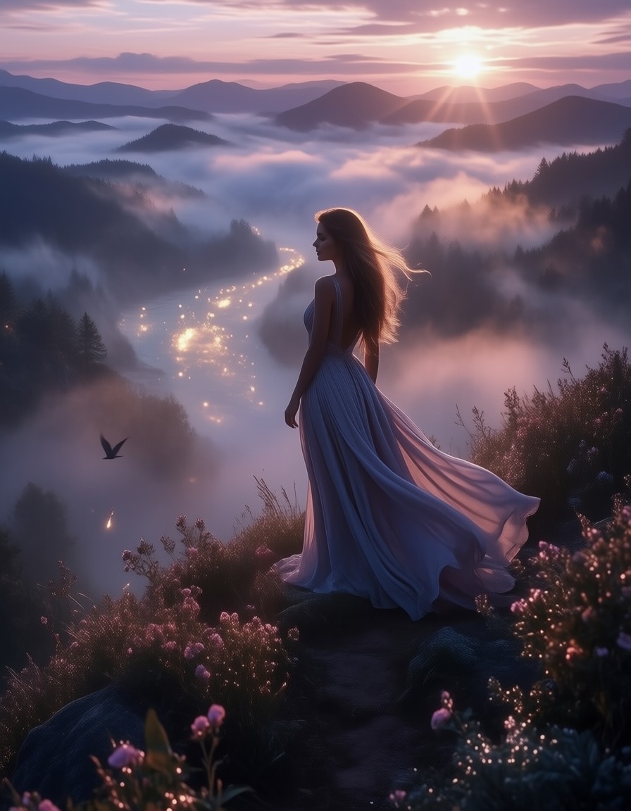 Ethereal Cliff Figure — AI generated image