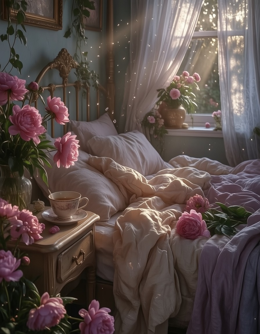 Soft Morning Light in Nostalgic Bedroom — AI generated image