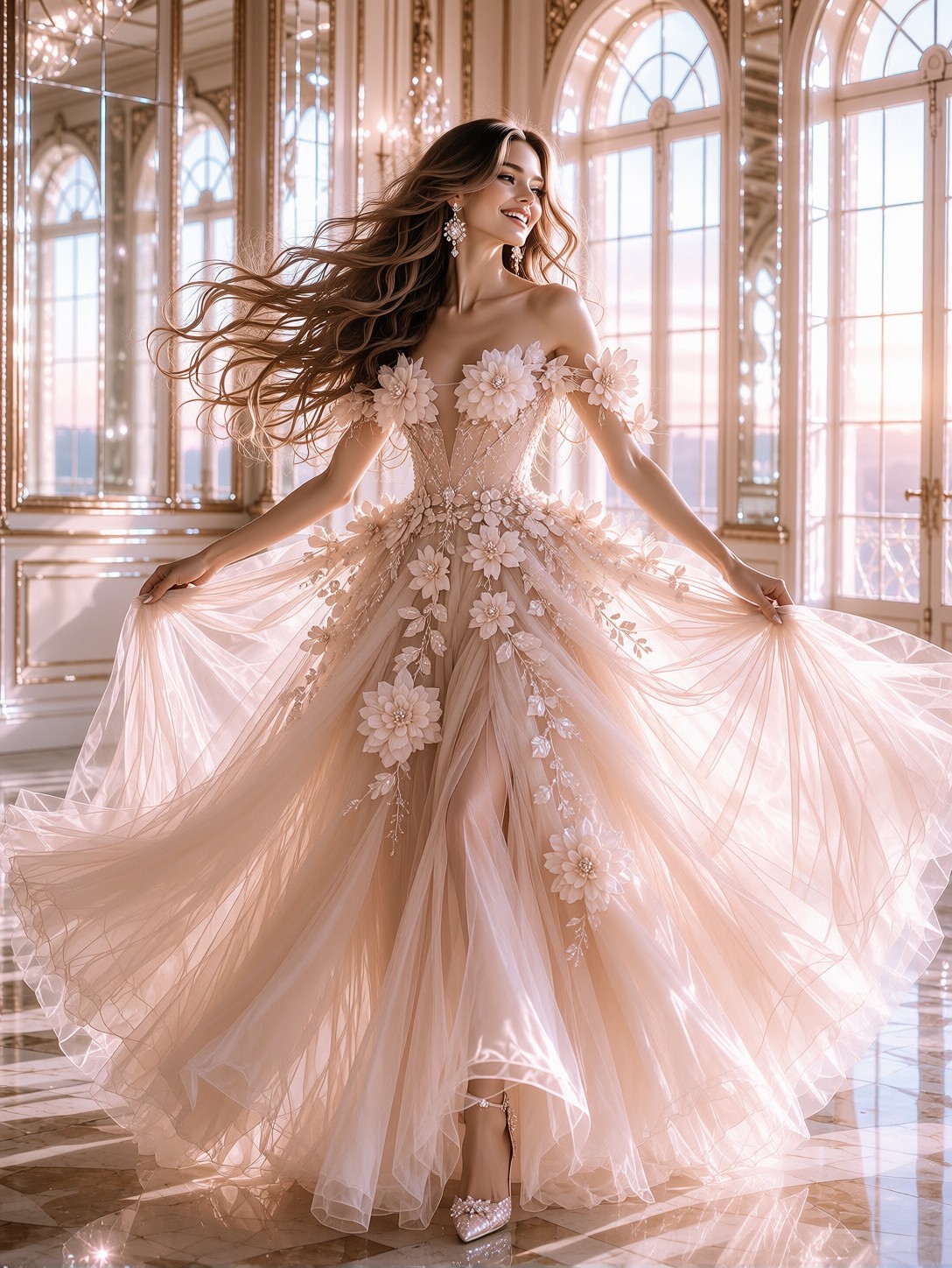 Elegant Spinning Woman In Ballroom — AI generated image