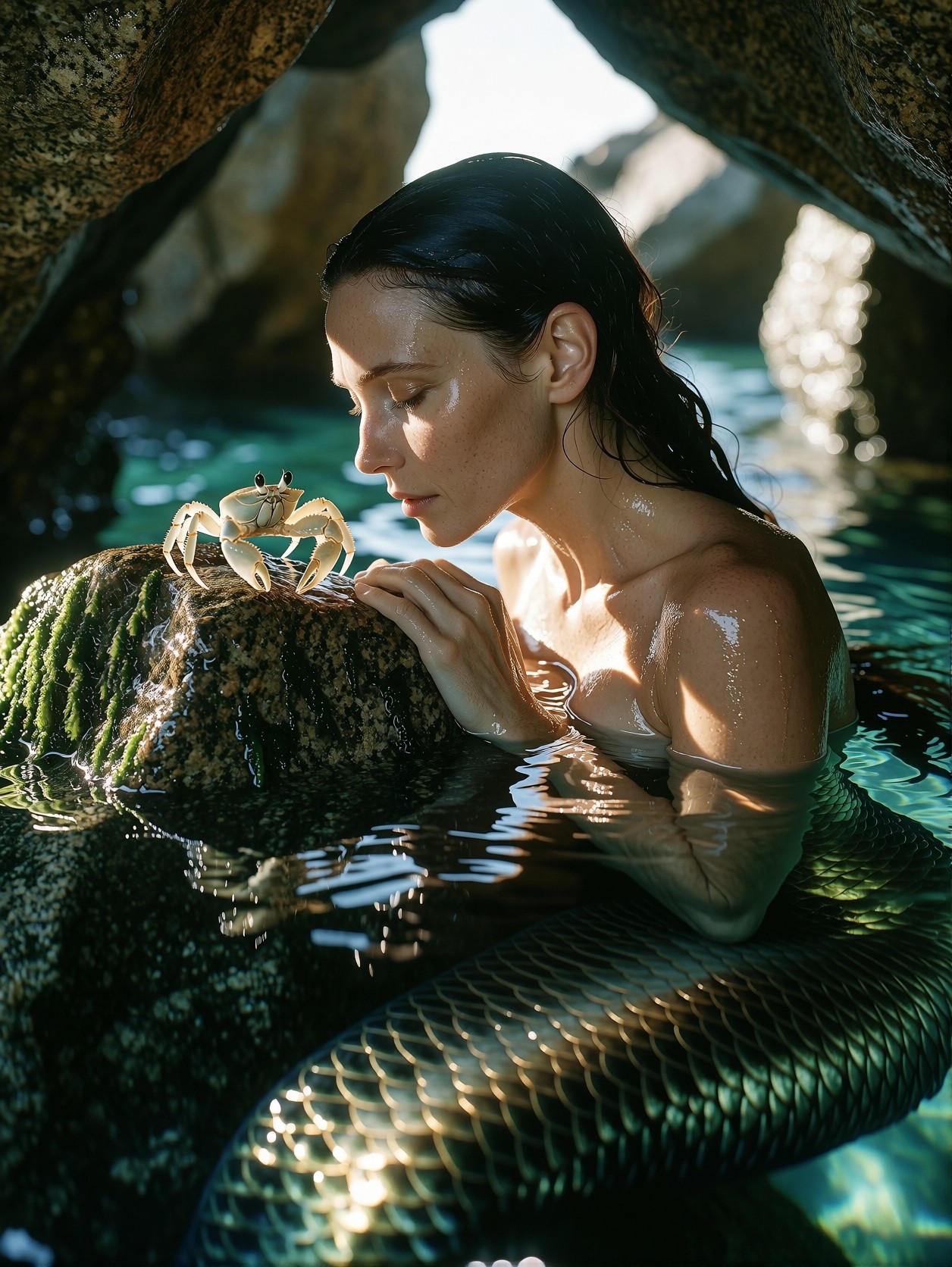 Cinematic Siren in Sea Cave — AI generated image