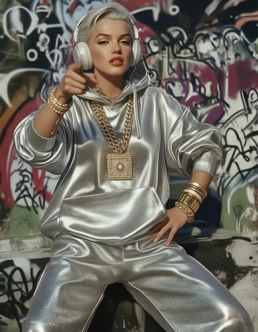 Futuristic Glamour Icon in Urban Graffiti — AI generated image