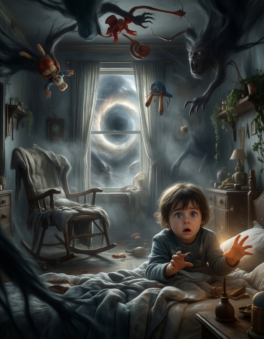 Surreal Cosmic Nightmare Room — AI generated image