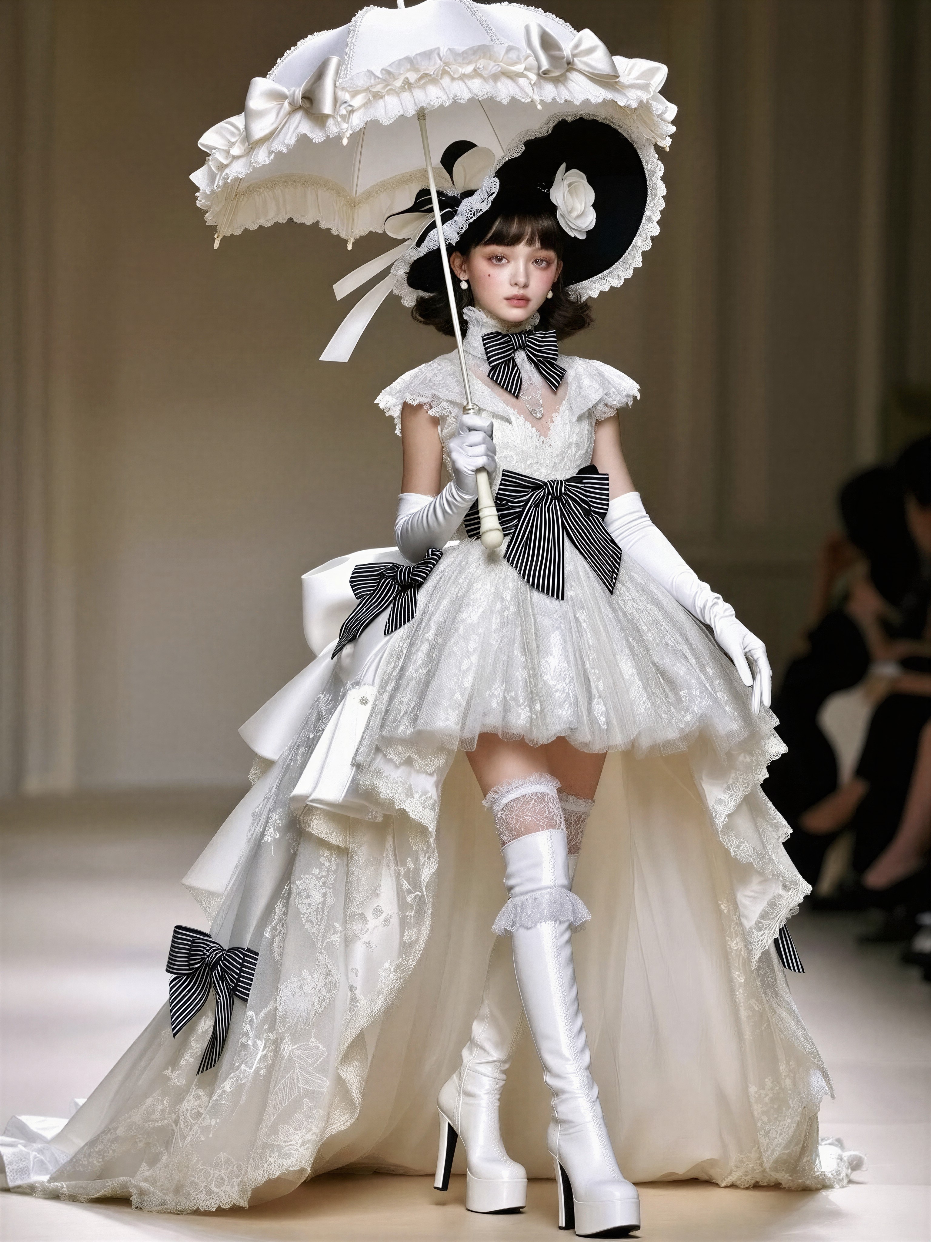 Elegant Doll-Like Victorian Fashion Portrait — AI generated image