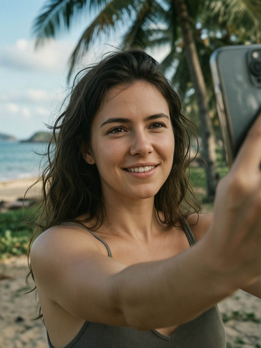Casual Beach Selfie — AI generated image