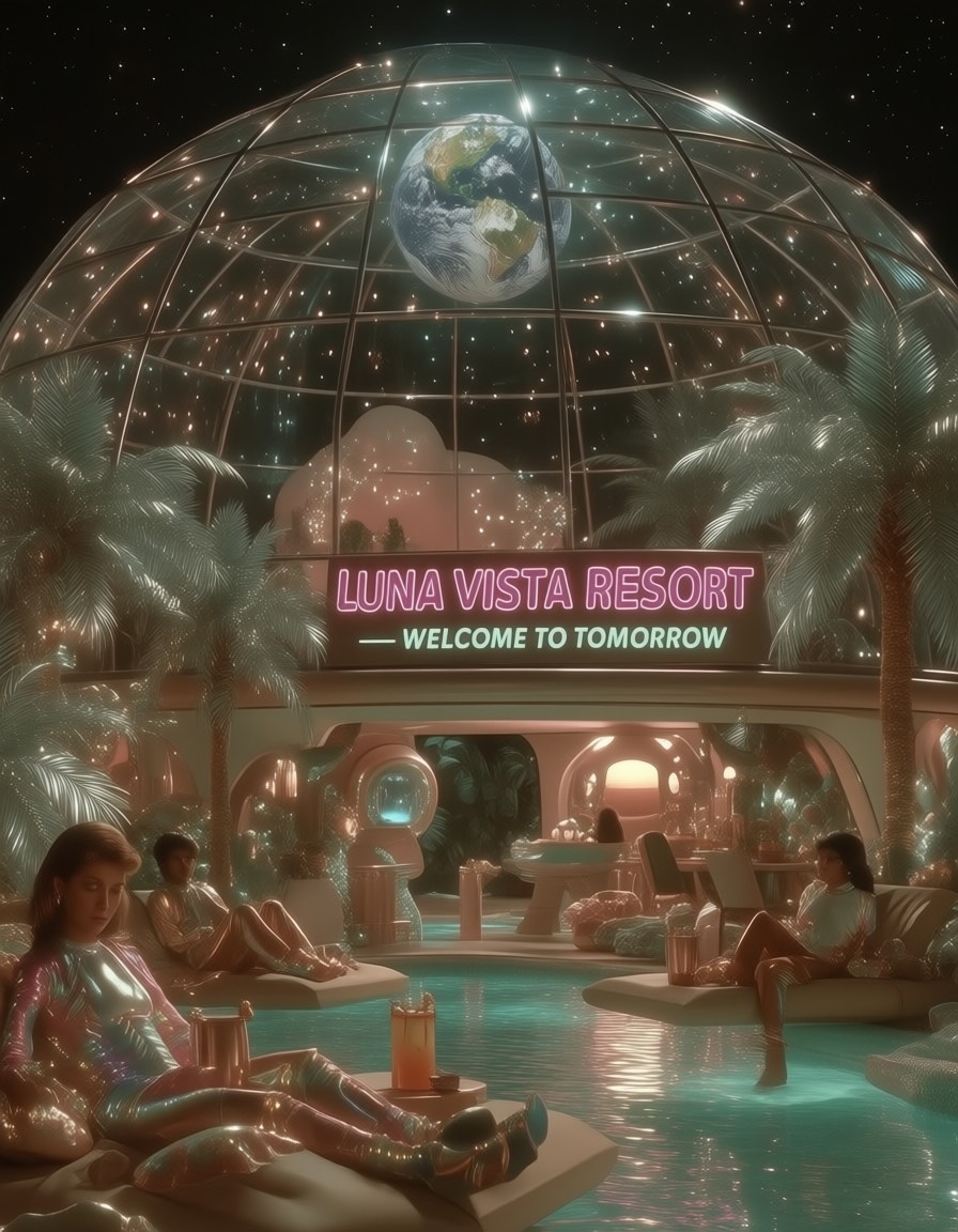 Retro-Futuristic Lunar Resort — AI generated image
